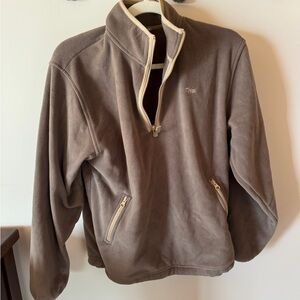 TNA/Aritzia Cream and Brown Fleece Pullover